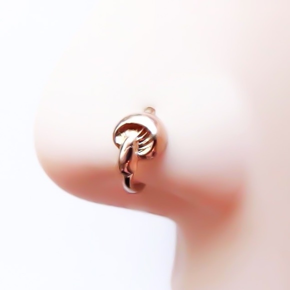 Tiny Mushroom Nose Ring Cartilage Hoop Earring 925 Sterling Silver & Gold Filled - Picture 1 of 9